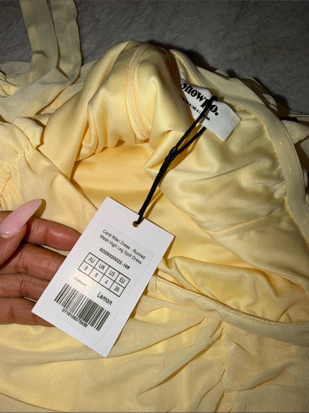 Showpo Strapless Lemon Ruched Maxi Dress with Side Slit - Picture 2 of 2